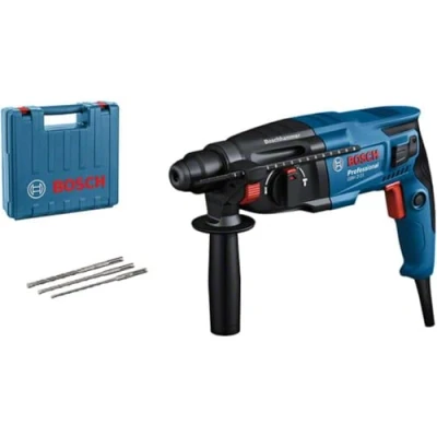 Image of Bosch Professional GBH 2 21 hammer drill (with SDS plus, incl. 3x plus bits (6/8/10 mm), auxiliary handle, machine cloth, depth stop, in carrying case)
