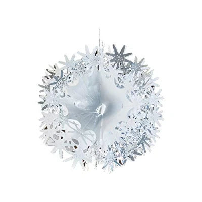 Image of Davies Silver/White Christmas 2 Tone Foil Ceiling Decorations 30cm Ball