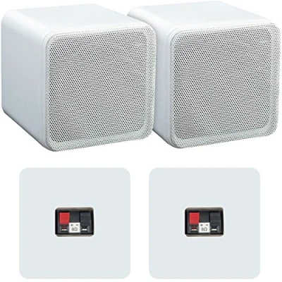 Image of Loops Pair of 4 ABS Bookshelf Speakers 80W 8Ohm White HiFi Surround Sound Home Cinema
