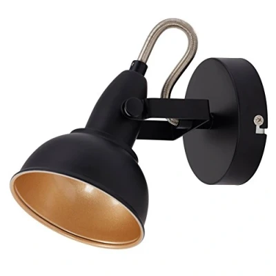 Image of Briloner Leuchten 2049 015 Wall Light with Rotating and Pivoting Spot in Retro / Vintage Design Socket E14 Max. 40 Watt, Metal, Black Gold, 15.6 x 10 cm