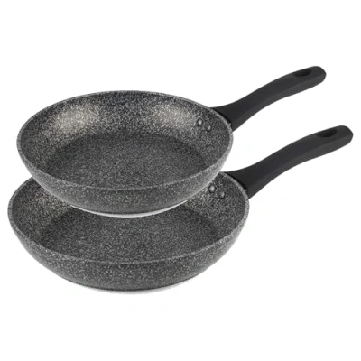 Image of Salter COMBO 8577A Frying Pan Set, Non Stick Forged Aluminium Cooking Pan, Induction Suitable, Corrosion Resistant, Dishwasher &amp; Metal Utensil Safe, Soft Touch Handle, Megastone, Silver/Black, 20/24cm