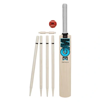 Image of Gunn &amp; Moore GM Young Wooden Cricket Bat and Stumps Set