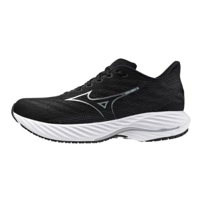 Image of Mizuno Mens Wave Rider 28 Running Shoe, Black Silver, 9 UK