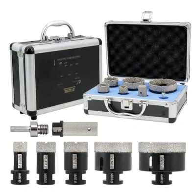 Image of DT DIATOOL Diamond Drill Bits Kit 20/28/35/55/68mm with 20mm Finger Bit and Hex Adapter for Tile Porcelain Marble Granite
