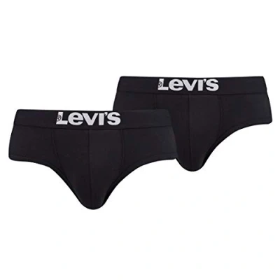 Image of Levi&#039;s Men&#039;s Levis Men Solid Basic Brief 2p Boxer Shorts, Black (Jet 884), S UK