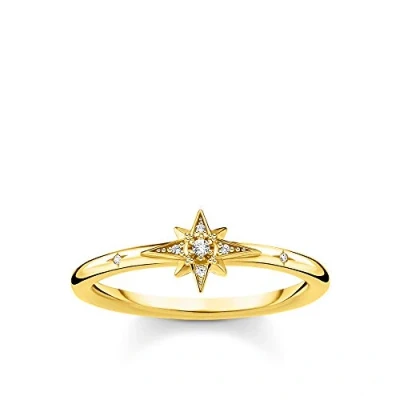 Image of THOMAS SABO ring star with stones gold plated silver TR2317 414 14 50
