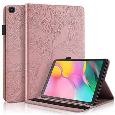 Image of Succtop Galaxy Tab A 2019 10.1 Case PU Leather Cover Flip Stand Function Wallet Tablet Protective with Card Slot, Pen Holder for Samsung Inch SM T510/SM T515 Rose Gold