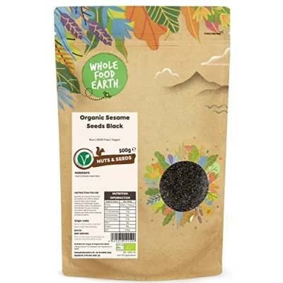 Image of Wholefood Earth Organic Sesame Seeds Black 500g Raw GMO Free Vegan Certified
