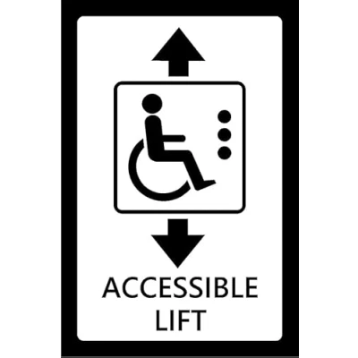 Image of Disabled accessible lift safety sign Self adhesive sticker (200mm x 150mm)