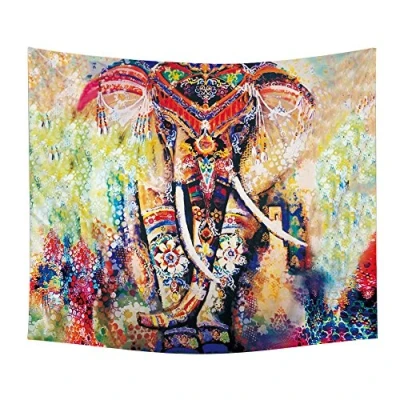 Image of ele ELEOPTION Wall Hanging Decor Tapestry, Handmade Badsheet Blanket, Print Painting Tapestries, Bedding Bedspread, Picnic Beach Sheet, Table Cloth, Decorative Hanging, Colorful Elephant