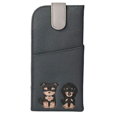 Image of Mala Leather Best Friends Sitting Dogs Glasses Case 5156 65 (Grey)