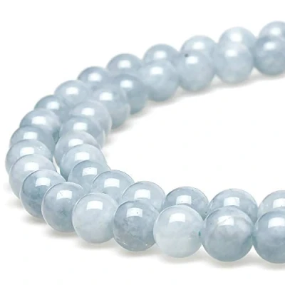 Image of MJDCB Round Stone Beads 10mm Aquamarine Loose Gemstone for Jewelry Making Bracelet Necklace 35pcs