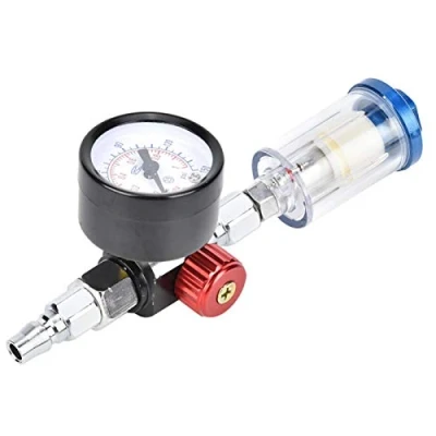 Image of Air Pressure Regulator Gauge, 1/4in Inlet In Line Water Oil Trap Filter Separator Spray Gun Tool with Kit for Paint Guns