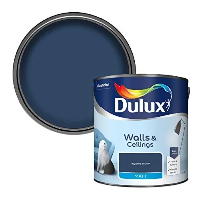 Image of Dulux 5293076 Walls &amp; Ceilings Matt Emulsion Paint, Sapphire Salute, 2.5 Litres