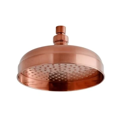 Image of Milano Elizabeth Traditional 205mm Round Apron Rainfall Shower Head Brushed Copper