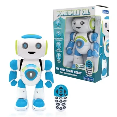 Image of LEXIBOOK Powerman Jr. Smart Interactive Toy Robot that Reads in the Mind for Kids Dancing Plays Music Animal Quiz STEM Programmable Remote Control Boy Junior Green/Blue ROB20EN