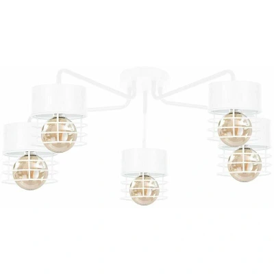 Image of Atollo Multi Arm Semi Flush Ceiling Light White, 70cm, 5x E27