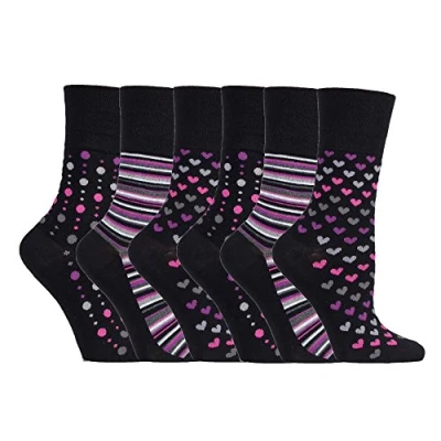 Image of Gentle Grip Sock Shop 6 Pairs Ladies Loose Soft Top Non Elastic Bamboo Socks (4 8 UK, SOLRM33)