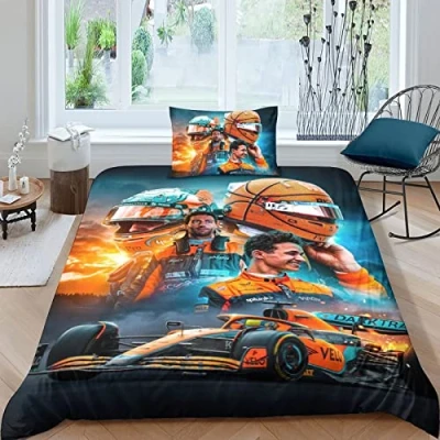 Image of BYTUGI F1 Racing Duvet Cover with Pillowcases 3D Printed Bedding Set Zipper Closure Unique Design Anti allergic Quilt Single（135x200cm）