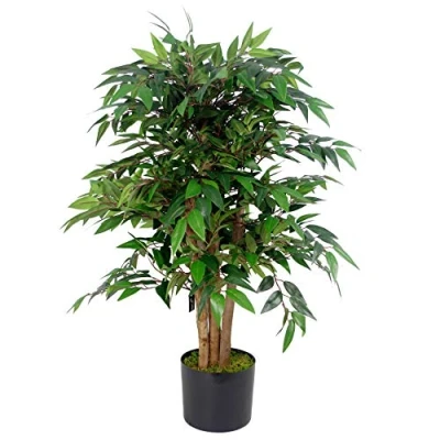 Image of Leaf Artificial Ficus Tree/Plant, Luxury Smilax, 90cm