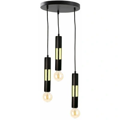 Image of Magnum Cluster Pendant Ceiling Light Black, Gold, 30cm, 3x E27
