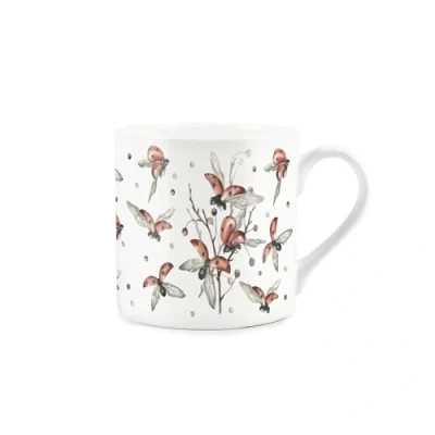 Image of Ladybird Mug Red &amp; Black Spots Ladybug Insect Bone China White Coffee/Tea Present