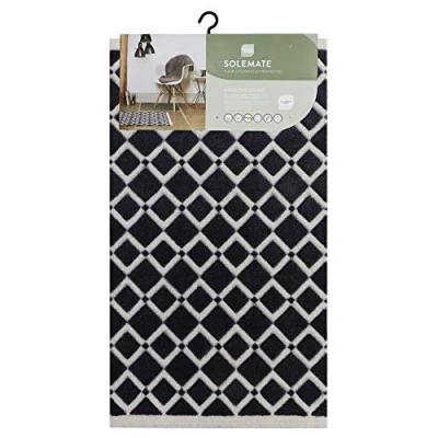 Image of JVL SOLEMATE Hand Carved Diamond Door Mat, Grey
