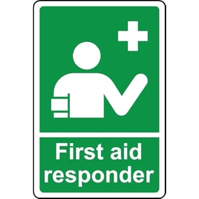 Image of First aid Responder Safety Sign Self Adhesive Sticker (100mm x 150mm)