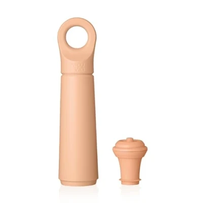 Image of Vacu Vin Wine Saver Loop Designed and Made in The Netherlands Vacuum Stopper Keeps Your Fresh for up to 10 Days Reusable, with 98% Recycled Material 1 Pump, Stopper, Terra