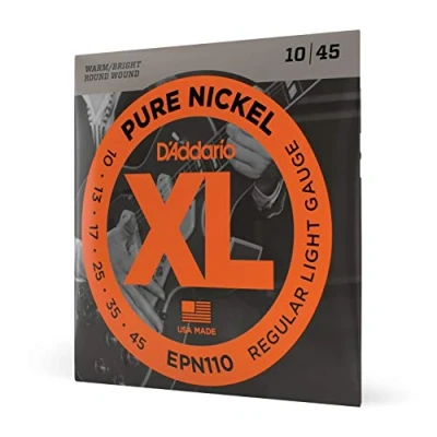 Image of D&#039;Addario Guitar Strings XL Pure Nickel Electric Round Wound Warm, Bright, Vintage Sound EPN110 Regular Light, 10 45