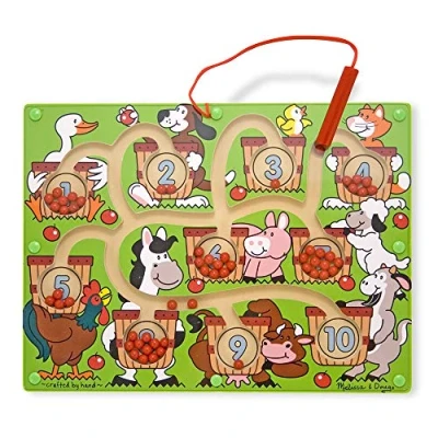 Image of Melissa &amp; Doug 96100 Magnetic Wand Number Maze (Developmental Toys, Wooden Activity Cube, Develops Multiple Skills), Multi