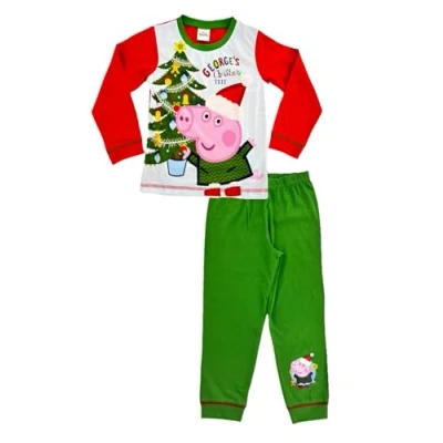 Image of George Pig Christmas Pyjamas Bedtime 4 5 Years, Peppa, PJ Green