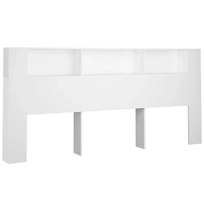 Image of vidaXL Headboard Cabinet Bedroom Furniture Bed Header Wall Backboard Bookcase with Storage White 220x18.5x104.5 cm