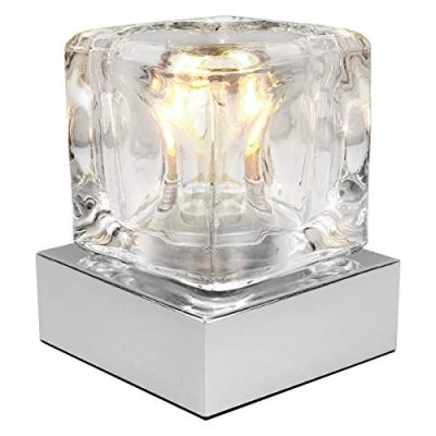 Image of Ambient Glass Ice Cube Touch Dimmable Table Lamp Chrome Base with G9 Bulb M0047