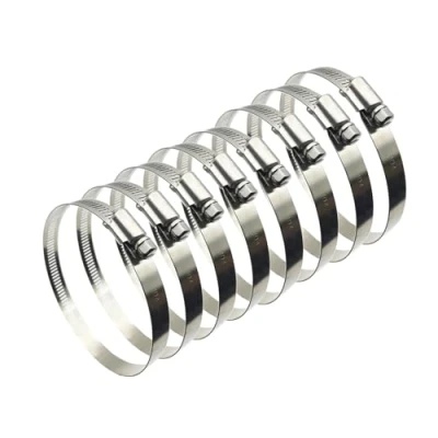 Image of 8Pcs 91 114mm Hose Clips Adjustable 304 Stainless Steel Duct Clamps Clamp Pipe Air Ducting Worm Drive