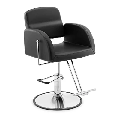 Image of physa Yoxall Black Salon chair with footrest Barber Hairdressing Height adjustable backwash hairdresser