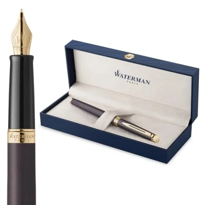 Image of Waterman Hémisphère Fountain Pen Lava Black (The Understated Edit Collection) Medium Nib with Blue Ink Gift Box