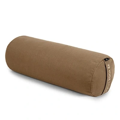 Image of Yoga Studio Bolster Cushion EU Organic Buckwheat Hulls Filling (GOTS Certified) Removable Washable Cotton Outer Cover Great for Yoga, Meditation (Sand)