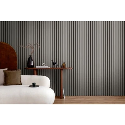 Image of A.S. Création Non Woven Wallpaper with Wall Panel Motif 0,53 x 10,05 m Grey Anthracite Black Wood Look Made in Germany 786284