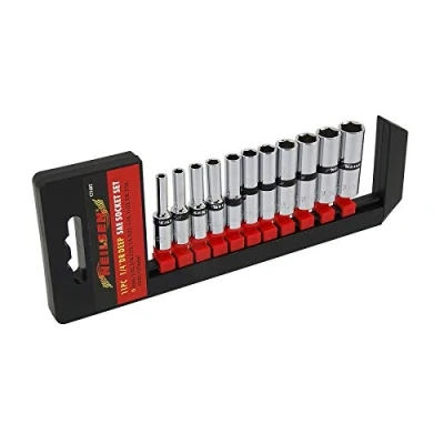 Image of Sockets Deep 1/4in. Drive 11pc Sae (Chrome Vanadium) On Rail Hanger