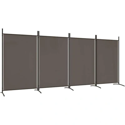 Image of vidaXL Modern 4 Panel Room Divider Anthracite Color, 346x180 cm, Lightweight Foldable Design, Iron Frame, 100% Polyester Fabric