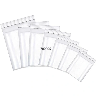 Image of HVDHYY 700pcs Grip Seal Bags Mixed Size Small Plastic Clear Resealable Storage Pouches Poly Zip Lock Perfect for Cookies Sweets Jewellery and Diamond Painting