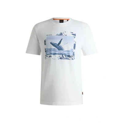 Image of BOSS Te_dunetrace Print Tshirt white, Men&#039;s, Size: Small, White
