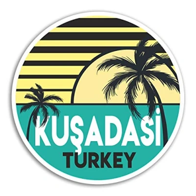 Image of 2 x 10cm Kusadasi Turkey Vinyl Stickers Travel Sticker Laptop Luggage #18534 (10cm Wide)
