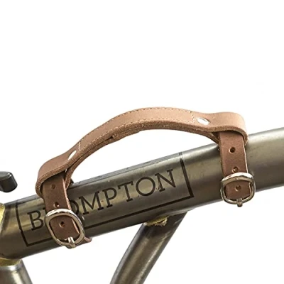 Image of Leather Mini Carry Handle For BROMPTON Bike Handgrip Bicycle Frame Carrying LIGHT BROWN