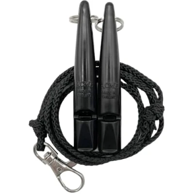 Image of ACME Dog Whistle No. 210.5 with Band Double Pack 2 Whistles Including Bands Ideal for Recall Loud and Far reaching (Black + Black)