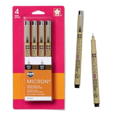 Image of SAKURA Fine Tip Pen, Rubber, Black/Sepia, 1 Count (Pack of 4)