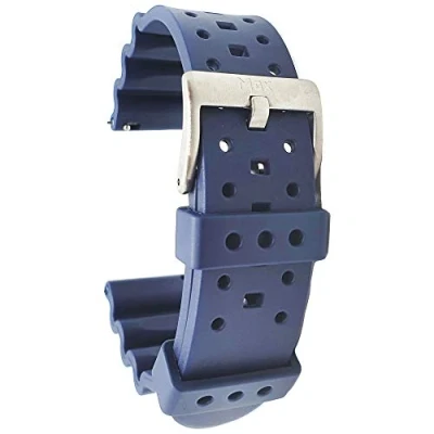 Image of Max Ventilated Silicone Watch Straps and Smartwatch with Stainless Steel Buckle, Quick Release Replacement Bands 20mm 22mm (20mm, Navy Blue)