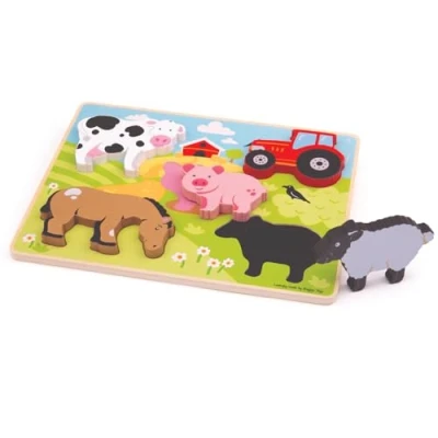 Image of Bigjigs Toys Chunky Lift Out Farm Puzzle