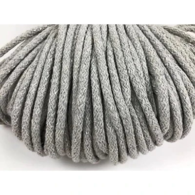 Image of Cotton Cord Yarn Rope 5mm Light Grey 100meters (109.36yards) for crochet knitting macrame weaving and diy projects Colorful Passions